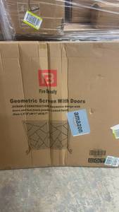 Fire Beauty Geometric Screen with Doors - Black Powder Coated Finish
