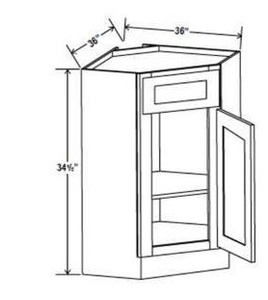 Gray Corner Base Kitchen Cabinet