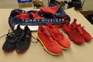 lot 351 image: Tommy Hilfiger Duffel Bag with Nike and Polo Shoes