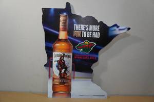 lot 157 image: Captain Morgan & MN Wild Raised Metal Sign