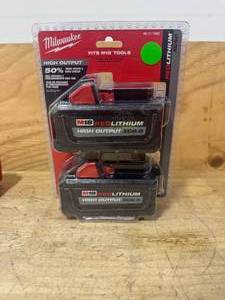 lot 114 image: MILWAUKEE 48-11-1862 M18 18-Volt Lithium-Ion High Output 6.0Ah Battery Pack (2-Pack) - A279