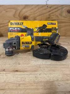 lot 122 image: DEWALT DCG418B FLEXVOLT 60V MAX Cordless Brushless 4.5 in. to 6 in. Small Angle Grinder with Kickback Brake (Tool Only) - C169
