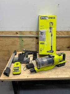 lot 94 image: RYOBI PCL720K ONE 18V Cordless Stick Vacuum Cleaner Kit with 4.0 Ah Battery and Charger -C199