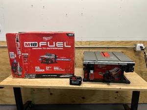 lot 137 image: MILWAUKEE 2736-21HD M18 FUEL ONE-KEY 18- volt Lithium-Ion Brushless Cordless 8-14 in. Table Saw Kit W(1) 12.0Ah Battery - D599