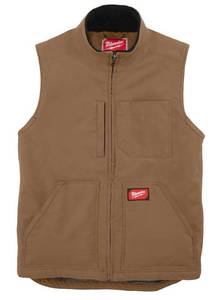 lot 157 image: MILWAUKEE 801BR-XL Mens X-Large Brown Heavy-Duty Sherpa-Lined Vest with 5-Pockets - A79.97