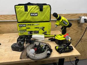 lot 41 image: RYOBI RY121860K ONE HP 18-Volt Brushless EZClean 600 PSI 0.7 GPM Cordless Electric Power Cleaner w 4.0Ah Battery, Charger, Accessories - B199