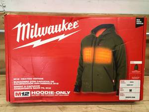 lot 5A image: Milwaukee 306GN-20M Mens Medium M12 12-Volt Lithium-Ion Cordless Green Heated Jacket Hoodie (Jacket and Battery Holder Only) - C129