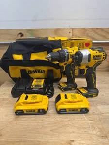 lot 161 image: DEWALT DCK225D2 ATOMIC 20-Volt MAX Lithium-Ion Cordless Combo Kit (2-Tool) with (2) 2.0Ah Batteries, Charger and Bag - C229