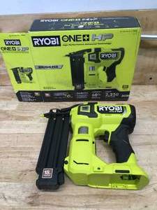 lot 63 image: RYOBI P322 ONE HP 18V 18-Gauge Brushless Cordless AirStrike Brad Nailer (Tool Only) - C159