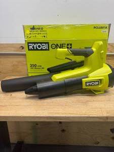 lot 184 image: RYOBI PCLLB01K ONE 18V 100 MPH 350 CFM Cordless Battery Variable Speed Jet Fan Leaf Blower - D129