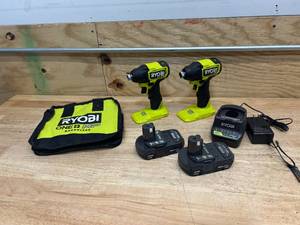 lot 213 image: RYOBI PSBID02 and PSBID01 14 Impacts with P118B Charger and 2X PBP002 1.5Ah Batteries D297.94