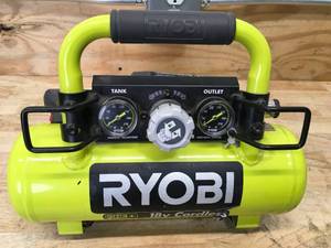 lot 3 image: RYOBI P739 ONE 1 Gal. 120 PSI Portable 18V Horizontal Air Compressor - C149