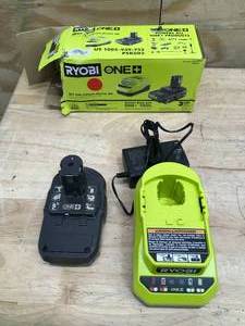 lot 4 image: RYOBI PSK005 ONE 18V Lithium-Ion 2.0 Ah Compact Battery and Charger Starter Kit - C89