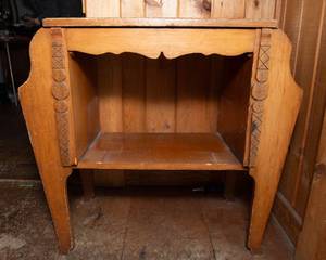 lot 34 image: Solid Wood Magazine Rack Side Table