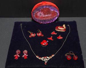 lot 121 image: Red Hat Society Jewelry and Bag
