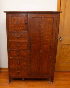 lot 178 image: Antique Armoire - Oak with Cove and Pin Joints
