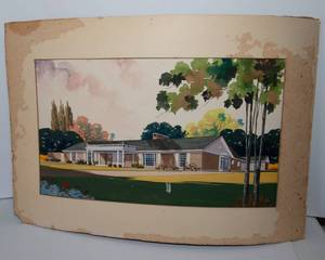 lot 190 image: Hand Painted Artwork of a Home on the Houston Country Club Golf Course