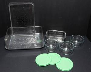 lot 291 image: Crofton Produce Keeper and Three Glass Anchor Food Storage Containers
