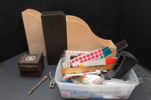 lot 323 image: Office Supplies and Three File Organizers