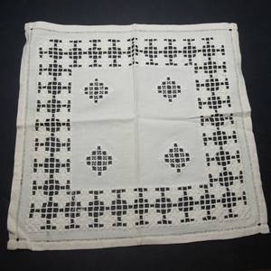 lot 351 image: Vintage Scandinavian Hardanger Embroidery Small Tablecovering