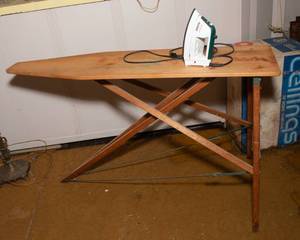 lot 436 image: Wooden Ironing Board and Iron