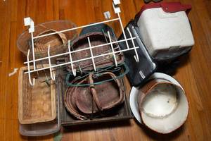 lot 443 image: Baskets, Over-the-Door Hangers, and Two Coolers