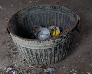lot 457 image: VintageAntique Galvanized Bushel Basket and its Contents