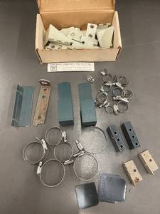 Assorted Box of Electrical Hardware Components and Clamps