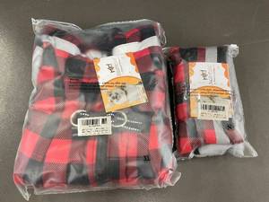 Set of 2 Red Plaid Dog Jackets - Medium and Large Sizes