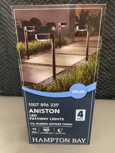 NY 1 - Hampton Bay Aniston Solar LED Pathway Lights, 4-Pack