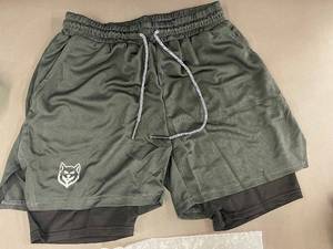 wolf box - Green Athletic Shorts with Inner Lining - Size Large
