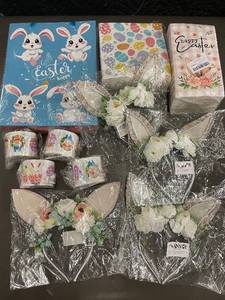 Easter Holiday Decoration Set with Headbands, Napkins, and Banners