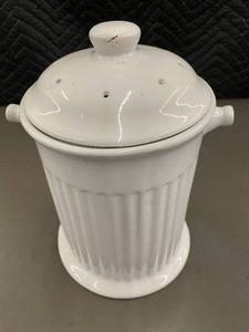 White Ceramic Compost Bin with Ventilated Lid