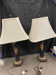 Pair of Elegant Table Lamps with Antique Bronze Finish