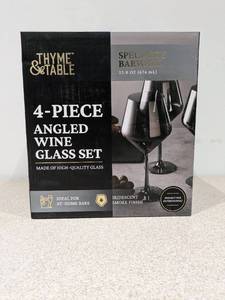 BRAND NEW THYME & TABLE 4PC. ANGLED WINE GLASS SET