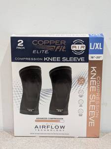 BRAND NEW COPPER FIT LXL COMPRESSION KNEE SLEEVE-2 PACK