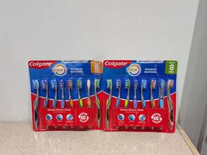 2 BRAND NEW PACKS OF COLGATE TOOTHBRUSHES (8 PER PACK)