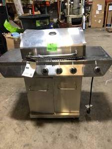 lot 40 image: Nexgrill 4-Burner Propane Gas Grill in Stainless Steel with Side Burner   Customer Returns See Pictures