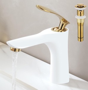 White Bathroom Faucet for 1 Hole