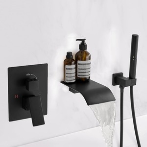 Matte Black Waterfall Tub Faucet Set
