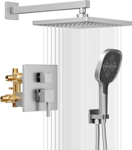 10 Brushed Nickel Rain Shower Faucet Set