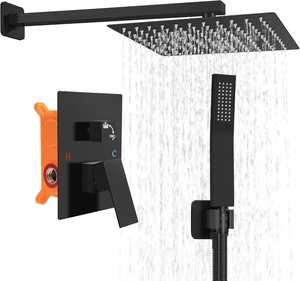 10 Matte Black Rain Shower Faucet Set