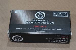 50 Sereant Major Munition .380 ACP 95 Gr FMJ Ammo
