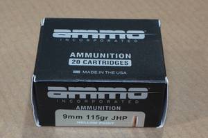 20 Ammo Inc 9mm 115 Gr JHP Ammo