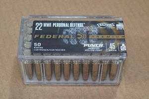 50 Federal Premium .22 WMR 45 Gr Punch JHP Personal Defense Ammo