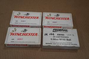 60 Winchester 5.56mm 55 Gr FMJ Ammo - Plus 14 Federal Rounds