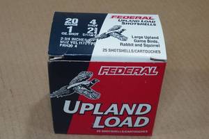 19 Federal Upland Load 20 Gauge 2-34 4 Shot Shotshells