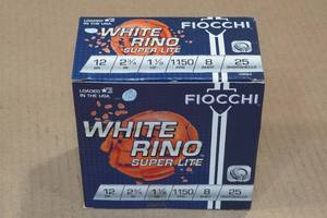 25 Fiocchi White Rino 12 Gauge 2-34 8 Shot Shotshells