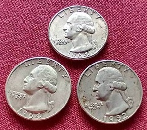 lot 6 image: (3) 90% Silver Washington Quarters