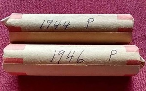 lot 7 image: (2) Wheat Penny Rolls - 1944 & 1946